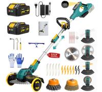 Cortabordes Inalámbrico 21V, Compatible con Baterías Makita, Desbrozadora con Cepillo para Maleza, 2 Baterías de 4.0Ah Incluidas, Motor sin Escobillas de 900W para Césped, Jardín, Patio (Azul)