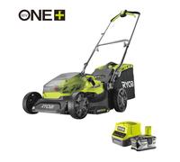 Cortacésped de batería ryobi ry18lm37a-140 18v 37 cm ancho de corte con batería y cargador incluidos