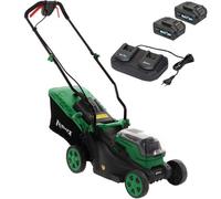 Cortacésped de empuje de batería RIBIMEX PRBAT20-TON33 - 2x Batería de 20V 4Ah - Ancho de corte 34 cm