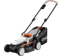 Cortacésped eléctrico a batería, 33 cm, depósito de recogida de 30 litros, altura de corte de 25-65 mm. Se vende sin batería
