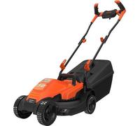 Cortacésped eléctrico con sistema de dirección tipo bicicleta (1200W, anchura de corte de 32 cm, ajuste de altura axial en 3 posiciones, capacidad de 35 litros, ideal para jardines pequeños)