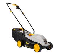 Cortacésped eléctrico de 1200W, marca BESTEN, con un ancho de corte de 32 cm, depósito de 35L, ajuste de altura de 25–65 mm, ligero y ágil