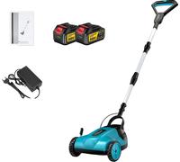 Cortacésped eléctrico sin escobillas, con un ancho de corte de 25 centímetros (10 pulgadas), diseño inalámbrico, mango plegable y 2 baterías