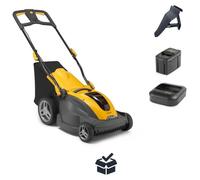 Cortacésped eléctrico Stiga COMBI 344e, con un ancho de corte de 42 cm, función de mulching, e incluye batería y cargador