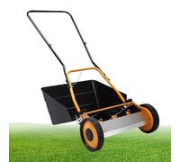 Cortacésped manual con carrete de empuje de 16 pulgadas, barredora de césped con caja de recogida, altura de corte ajustable de 0.47 a 1.65 pulgadas para patios pequeños y jardines