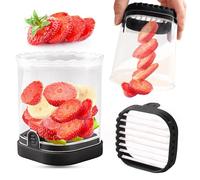 Cortador de fresas y frutas creativo - Cortador desmontable con placa de presión (negro)