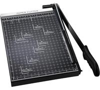 Cortador de papel A4-B7, longitud de corte 300 mm, guillotina para cartón, base de metal con bloqueo de seguridad de la hoja y guías dobles, capacidad 12 hojas (negro)
