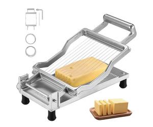 Cortador de queso VEVOR con alambre, cuchilla para cortar mantequilla y queso de 0,39" y 0,78", alambre para cortar queso desmontable, cortador de queso comercial de aleación de aluminio con alambre d