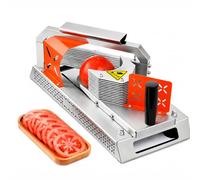 Cortador De Tomates Comercial, Cortador De Frutas De Mostrador, Con 3 Cuchillas, Separación De 4,5 Mm, Protector De Mano, Acero Inoxidable, Para Tomate, Plátano Y Pitahaya