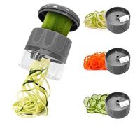 Cortador de Verdura, 3 en 1 Cortador de Verduras, Multifunciona | Espiralizador Verduras Mano, Rallador Verduras, Cortadora de Verduras para Zanahoria, Fruta, Pepino, CalabacíN, Fideos(Gray)