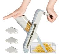 cortador de verduras, Picadora de verduras profesional 4 en 1 con recipiente, rebanadora alimentos, cortadora papas fritas, juliana