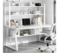 Cortador moderno con estantes Sto y Boohelf - Trabajo de escritura simple de metal resistente para el hogar y la oficina, ideal para estudio y trabajo