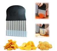 Cortador Ondulado de Acero Inoxidable,con Funda Protectora,Cortador de Patatas, Cortadora de Verduras, Frutas y Ensaladas Cuchillo Ondulado,para Papas Fritas, Frutas, Verduras y Mantequilla