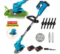 Cortadora de Césped Eléctrica Plegable de 800W, Recortadora de Césped Inalámbrica, Herramientas Eléctricas para Jardines y Patios, Compatible con Batería Makita de 18V 2 batteries