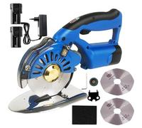 Cortadora Eléctrica de Tela, Cortadora Rotativa Inalámbrica con 2 Baterías - Ajuste de 5 Velocidades, Afilador Automático de Cuchilla y 2 Cuchillas para Cuero, Alfombra, Vinilo y Tela 125mm