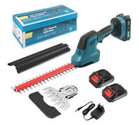 Cortasetos Inalámbrico 21V, 2 en 1 Césped Eléctrico con 2 Baterías de 1500mAh y 2 Cuchillas, Hoja Larga 31 cm/Hoja Corta 15 cm, para Jardín, Césped, Arbustos