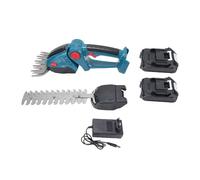Cortasetos inalámbrico Cizalla eléctrica para césped Ligera de Mano 2 en 1 Cabezales Dobles para arbustos de césped de jardín con Carcasa de Acero ABS SK5 30 cm 2 baterías