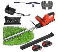 Cortasetos profesional con batería, 21 V, cortasetos eléctrico con batería, longitud de corte de 51 cm, distancia entre dientes de 17 mm, cuchillas de corte duales, tijeras de césped con batería