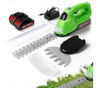 Cortasetos y cortacésped inalámbrico 2 en 1 de 24 V sin escobillas, 2 baterías y Cargador Tijeras Cortasetos eléctricas con 2 Cuchillas Cortasetos + cortacésped Ligeras e inalámbricas para jardinería