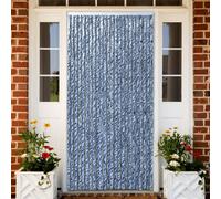 Cortina anti-insectos "The Living Store", en azul, blanco y plateado, de 90x220 cm, de chenilla