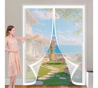 Cortina Antimosquitos 100 x 160 cm Varios Tallas, Cierre Automático, No Requiere Herramientas, Mantiene El Aire Fresco Cortinas para Puertas Exteriores para Sala de Estar, Patio, Blanco