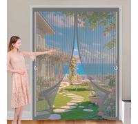 Cortina Antimosquitos 95 x 125 cm Varios Tallas, Cierre Automático, No Requiere Herramientas, Mantiene El Aire Fresco Cortinas para Puertas Exteriores para Sala de Estar, Patio, Gris