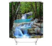 Cortina de baño Impermeable con Agua de Mountain Cr ecoración de baño con Ganchos de plástico, 70x140cm(28x55in)
