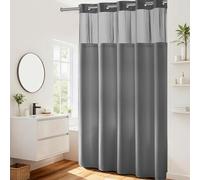 Cortina de Ducha de Punto gofre con Forro a presión, extralarga, 71 Pulgadas de Ancho x 86 Pulgadas de Alto, Calidad de Hotel, Cortina de baño Tipo SPA, Color Gris