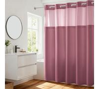 Cortina de Ducha de Punto gofre con Forro a presión, no Requiere Ganchos, 71 Pulgadas de Ancho x 74 Pulgadas de Alto, Calidad de Hotel, Cortina de baño Tipo SPA, Color Malva pálido