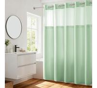 Cortina de Ducha de Punto gofre con Forro a presión, no Requiere Ganchos, 71 Pulgadas de Ancho x 74 Pulgadas de Alto, Calidad de Hotel, Cortina de baño Tipo SPA, Color Verde Claro