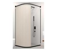 Cortina de Ducha magnética Plegable, Separador de Esquina para baño con Barra Curva, Panel de Ducha de Tela Impermeable para privacidad en el hogar y el Hotel (Beige, 180x200cm (85x85cm))