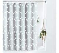Cortina de Ducha para Baño con Ganchos de Metal Cortina de Ducha de Tela Geométrica Resistente Cortina de Baño para Bañera Ducha Resistente al Agua - 182 x 182cm (Gris)