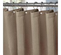 Cortina de Ducha para Baño con Ganchos de Metal Cortina de Ducha de Tela Waffle Cortina de Baño Resistente para Cabina de Ducha de Bañera, Resistente al Agua - 182 x 214cm (Caqui)