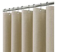 Cortina de Ducha para Baño Impermeable con Ganchos de Metal Cortina de Ducha de Tela con Aspecto de Lino Cortina de Baño Resistente y Antimoho para Bañera o Cabina - 152 x 182 cm (Gris Pardo)
