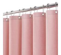 Cortina de Ducha para Baño Impermeable con Ganchos de Metal Cortina de Ducha de Tela con Aspecto de Lino Cortina de Baño Resistente y Antimoho para Bañera o Cabina - 182 x 214 cm (Rosa)
