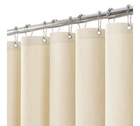 Cortina de Ducha para Baño Impermeable con Ganchos de Metal Cortina de Ducha de Tela con Aspecto de Lino Cortina de Baño Resistente y Antimoho para Bañera o Cabina - 275 x 182 cm (Beige)
