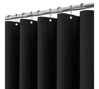 Cortina de Ducha para Baño Impermeable con Ganchos de Metal Cortina de Ducha de Tela con Aspecto de Lino Cortina de Baño Resistente y Antimoho para Bañera o Cabina - 275 x 182 cm (Negro)