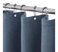 Cortina de Ducha para Baño Impermeable con Ganchos de Metal Cortina de Ducha de Tela con Aspecto de Lino Cortina de Baño Resistente y Antimoho para Bañera o Cabina - 122 x 182 cm (Azul Marino)