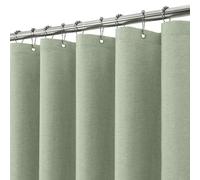 Cortina de Ducha para Baño Impermeable con Ganchos de Metal Cortina de Ducha de Tela con Aspecto de Lino Cortina de Baño Resistente y Antimoho para Bañera o Cabina - 152 x 214 cm (Verde Salvia)