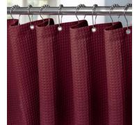 Cortina de Ducha para Baño Impermeable con Ganchos de Metal Cortina de Ducha de Tela Waffle Cortina de Baño Resistente y Antimoho para Bañera o Cabina - 182 x 244 cm (Borgoña)