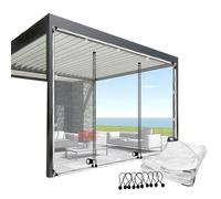Cortina de lona transparente para exteriores, paneles laterales de lona impermeable con cremallera, división de lluvia para pérgola, porche, cenador, patio