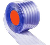 Cortina de PVC transparente, de 30,8 metros de largo x 30,5 centímetros de ancho, rollo grande de tiras de plástico acanaladas para puertas, ideal para cortinas de entrada a cámaras frigoríficas y con