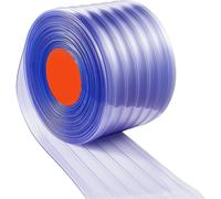 Cortina de tiras de PVC transparente, de 45,7 metros de largo por 30,5 centímetros de ancho. Rollo grande de tiras de plástico acanaladas para puertas, ideal para cortinas en puertas de cámaras frigor