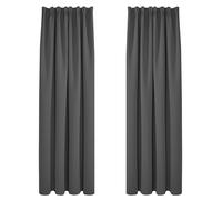 Cortina Deconovo con lazada, opaca, cortina térmica, color gris oscuro, dimensiones 290 cm de alto x 140 cm de ancho (pack de 2 unidades)