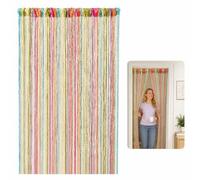 Cortina decorativa Unyqoos® de 100x200 cm, multicolor con hilos plateados brillantes, tejida en poliéster, ideal como separador de ambientes y fondo para fotografías
