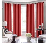 Cortina extra larga de lino y algodón con textura, color rojo, 127 cm de ancho x 548,6 cm de largo, elegante tratamiento para ventanas, filtro de luz, decoración moderna del hogar, calidad premium