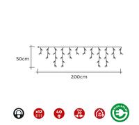 cortina icicle con programador easy-connect 2x0,5m 12 tiras 40 leds blanco frio edm