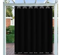 Cortina impermeable para exteriores con ojales, para cenador y patio, 1 pieza, color negro, 213 x 305 cm