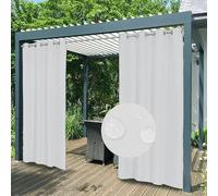 Cortina impermeable para exteriores con ojales, parasol y para cenador, balcón, casa de playa, 1 pieza, color blanco, 83 x 83 pulgadas