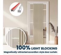 Cortina Magnética 100% Opaca para Puerta, Puerta Plegable Invisible para Sala de Estar, Cortinas de Puerta Tipo Acordeón, Juego de Rieles Incluidos Azul cielo